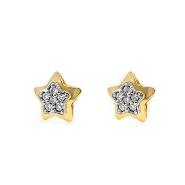 Orecchini ragazza Stella Zircone Bicolore 9K