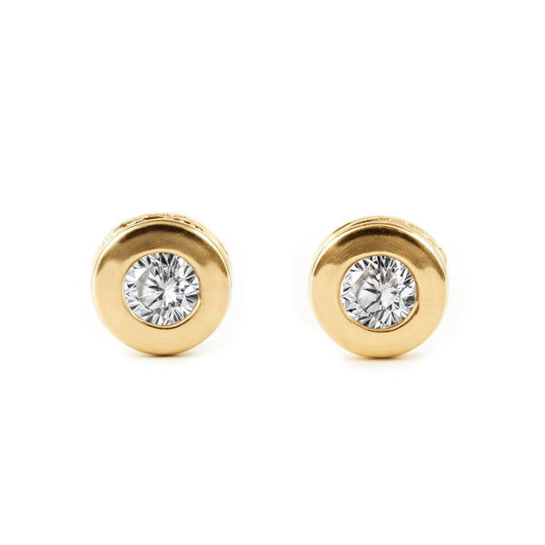Orecchini bambini Rotondo Zircone Oro Giallo 18K