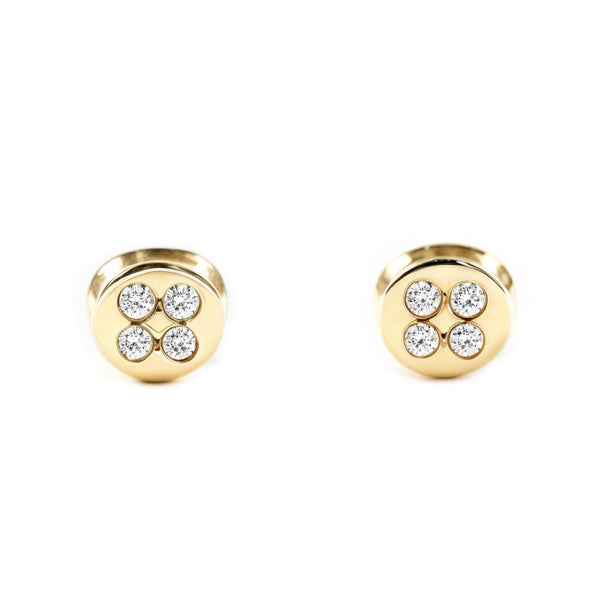 Orecchini bambini Rotondo Zircone Oro Giallo 9K