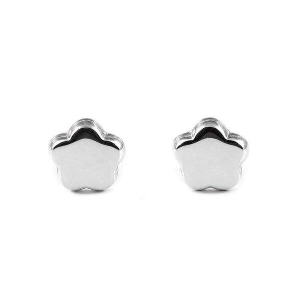 Orecchini bambini fiore margherita Oro Bianco 9K