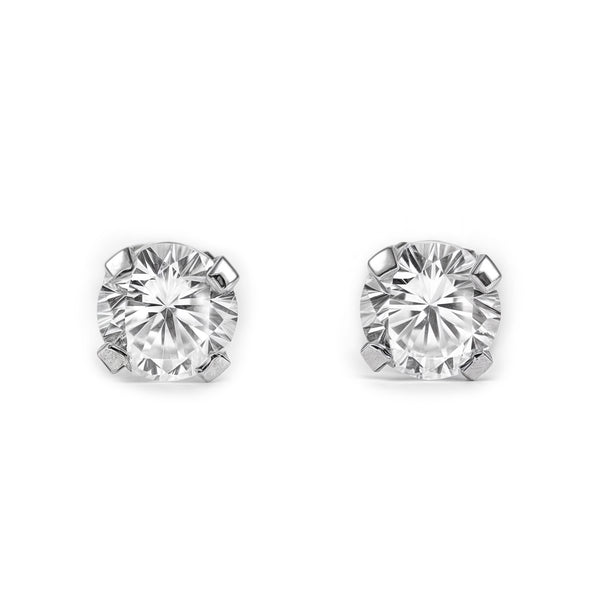 Orecchini bambini ragazza Zircone 4 mm Oro Bianco 18K