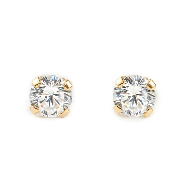 Orecchini bambini ragazza Zircone 4 mm Oro Giallo 18K