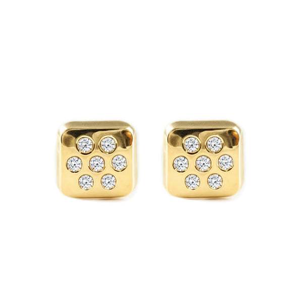 Orecchini bambini ragazza Quadrato Zircone Oro Giallo 9K