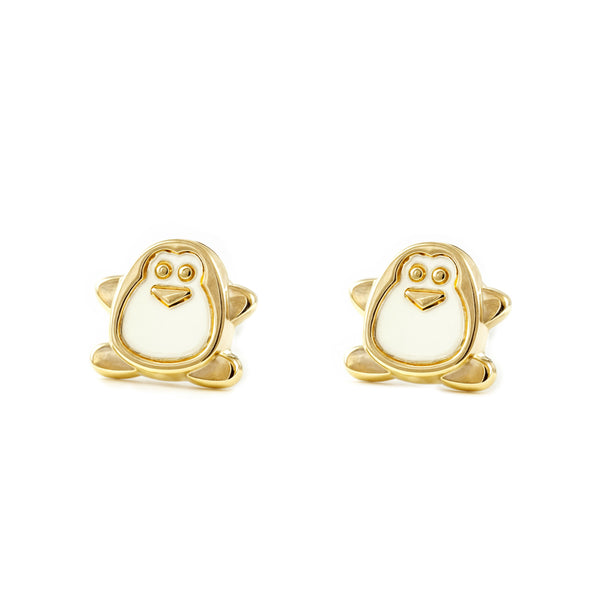 Orecchini ragazza Madreperla Pinguino Oro Giallo 9K