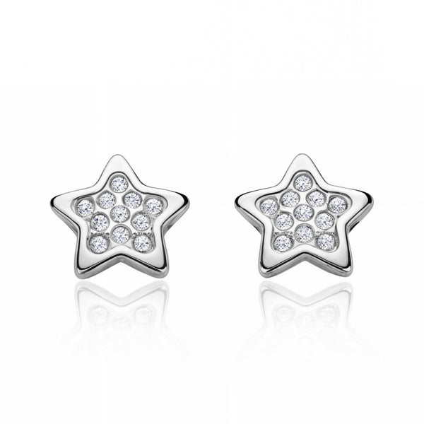 Orecchini ragazza Stella Zircone Oro Bianco 18K