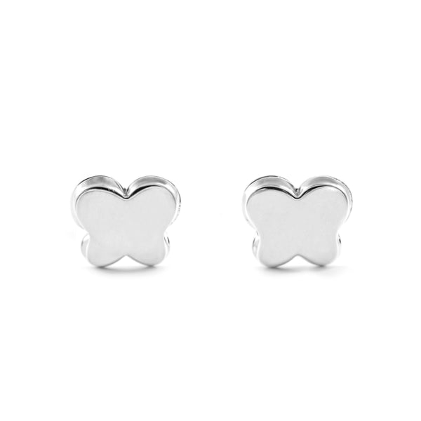 Orecchini bambini ragazza Farfalla Oro Bianco 9K