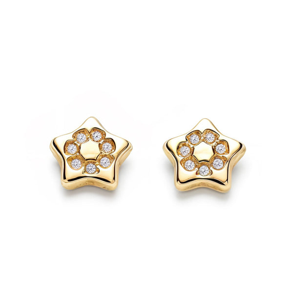 Orecchini ragazza Stella Zircone Oro Giallo 9K