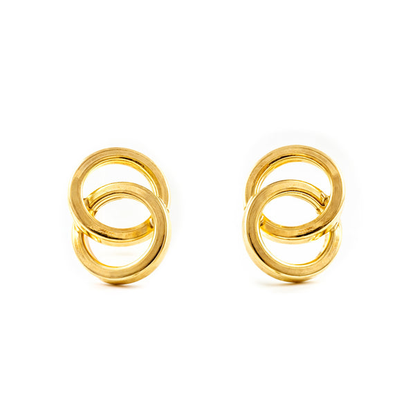 Orecchini Doppi Cerchi 8x6 mm Oro Giallo 18K