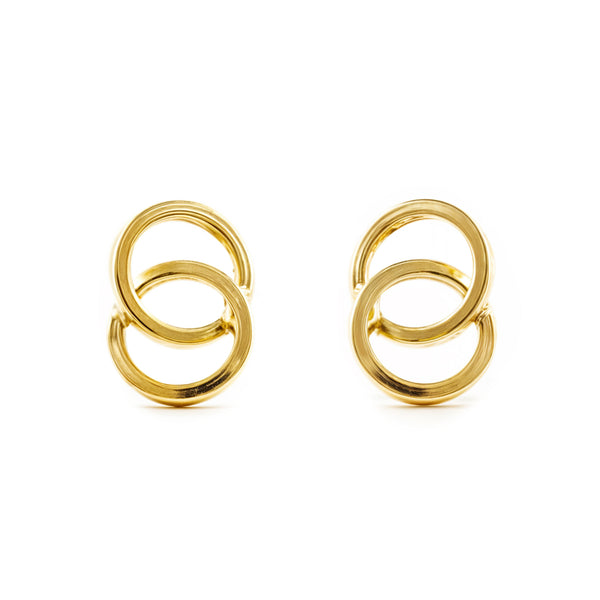 Orecchini Doppi Cerchi 10x7 mm Oro Giallo 18K