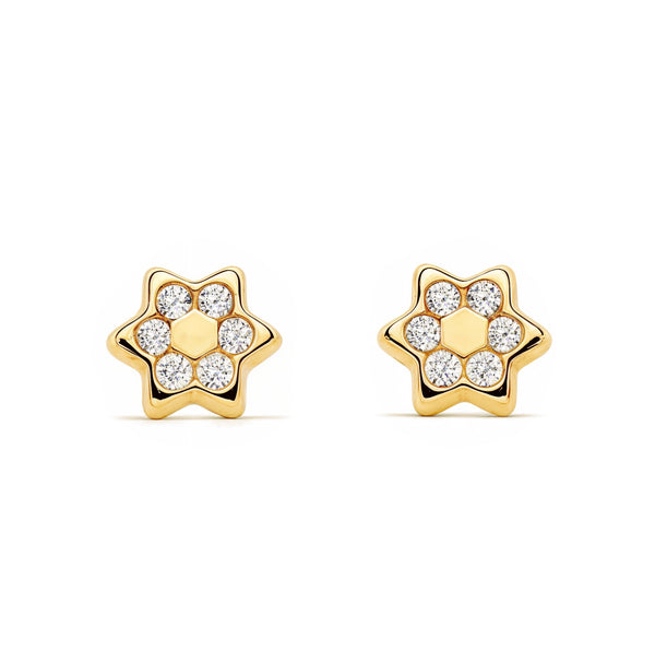 Orecchini bambini ragazza Stella Zircone Oro Giallo 9K