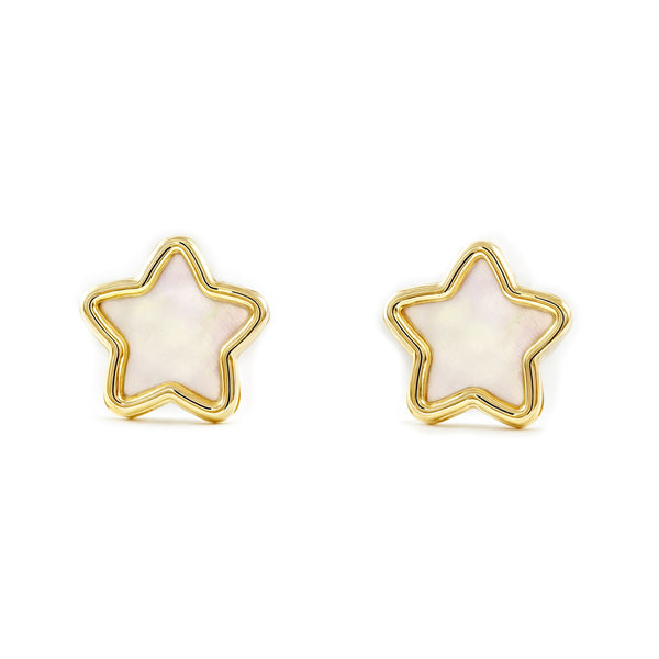Orecchini ragazza donna Madreperla Stella Oro Giallo 9K