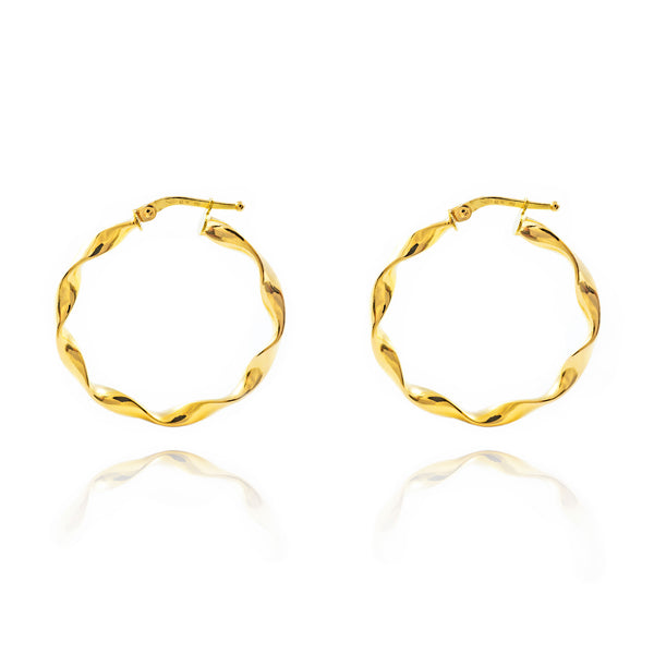 Orecchini Attorcigliato Cerchi 30x3 mm Oro Giallo 18K