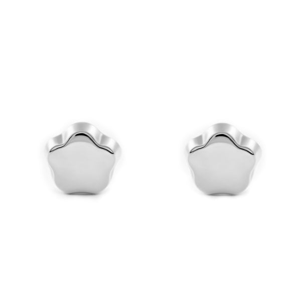 Orecchini bambini fiore margherita Oro Bianco 18K
