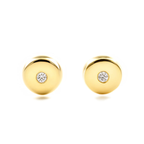 Orecchini bambini Rotondo Zircone Oro Giallo 9K