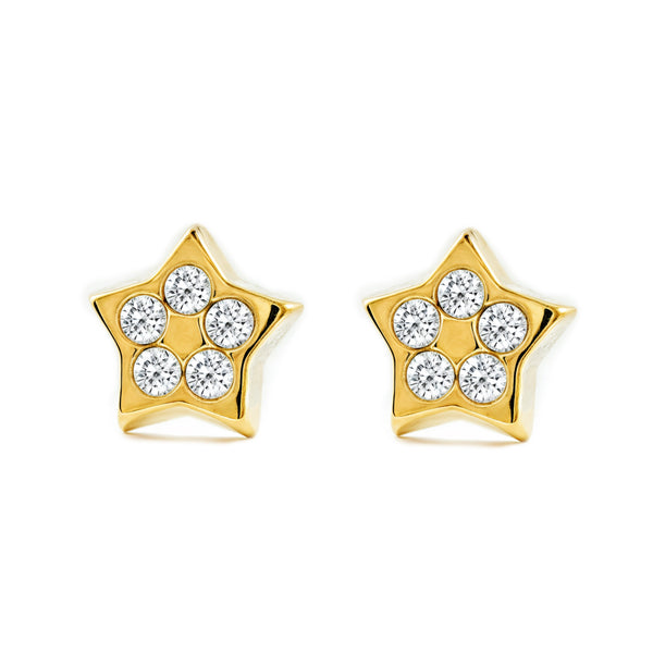Orecchini ragazza donna Stella Zircone Oro Giallo 9K