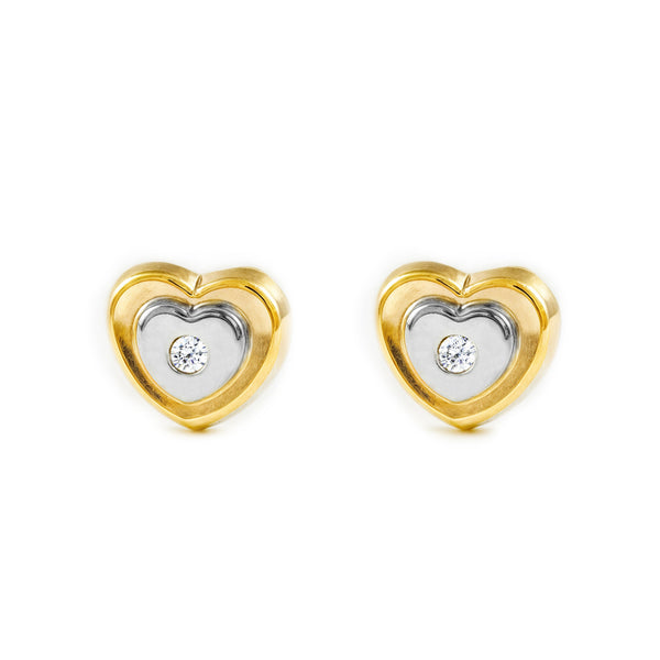 Orecchini ragazza Cuore Zircone Bicolore 9K