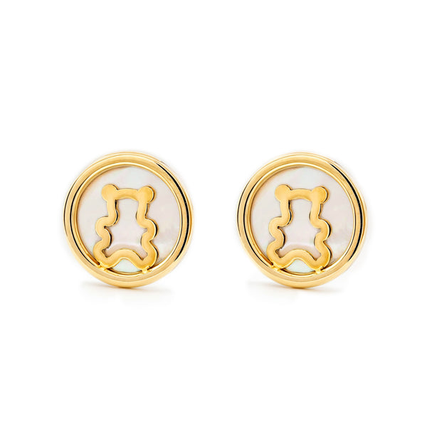 Orecchini ragazza donna Madreperla Orso Oro Giallo 9K