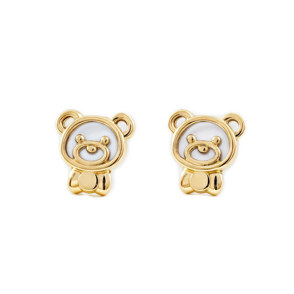 Orecchini ragazza Madreperla Orso Oro Giallo 9K
