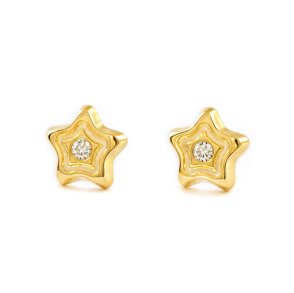 Orecchini bambini ragazza Stella Zircone Oro Giallo 9K