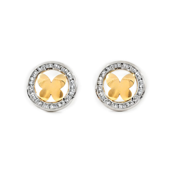 Orecchini ragazza donna Rotondo Zircone Bicolore 9K
