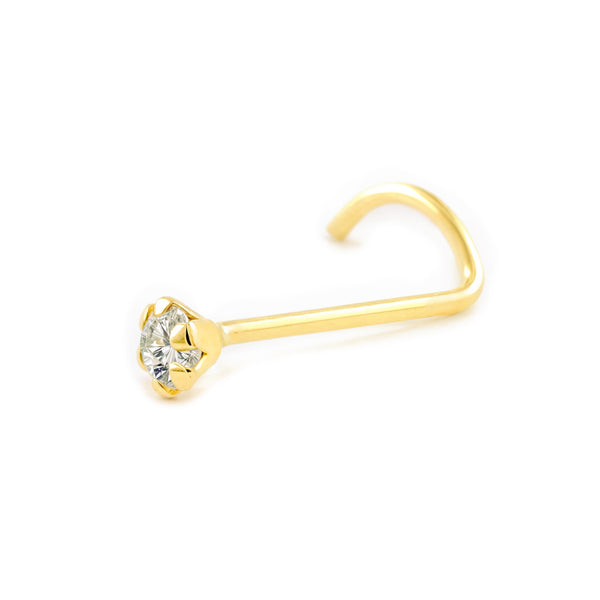 Piercing Oro Giallo 9K Zirconia 2 mm Brillante per il Naso