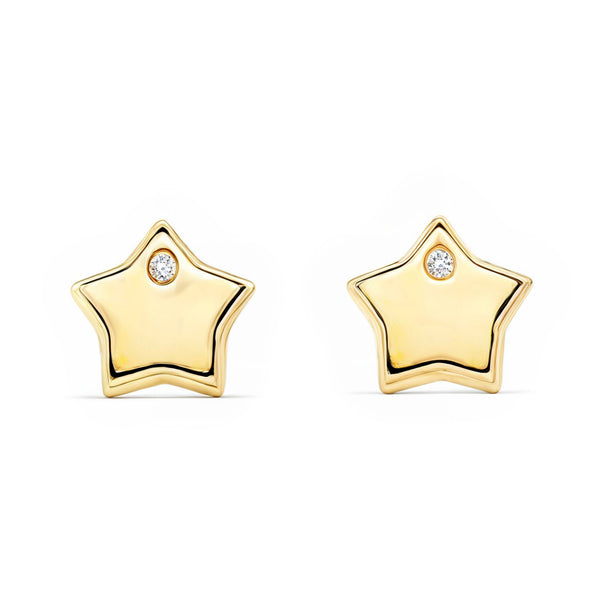 Orecchini bambini ragazza Stella Zircone Oro Giallo 9K
