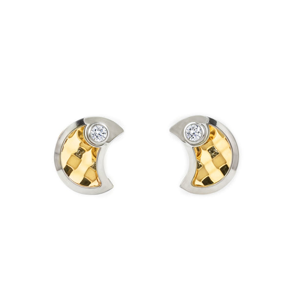 Orecchini bambini ragazza Luna Zircone Bicolore 9K