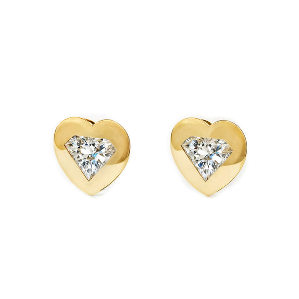 Orecchini ragazza donna Cuore Zircone Oro Giallo 9K
