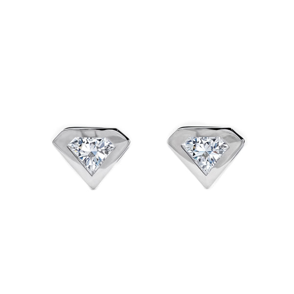 Orecchini ragazza donna Diamante Zircone Oro Bianco 9K