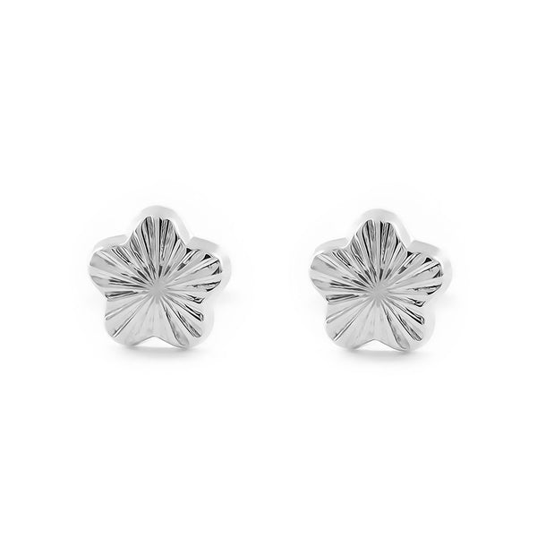 Orecchini bambini ragazza fiore margherita Oro Bianco 9K