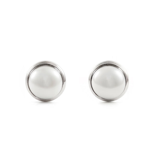 Orecchini bambini ragazza Perla 4 mm Oro Bianco 9K