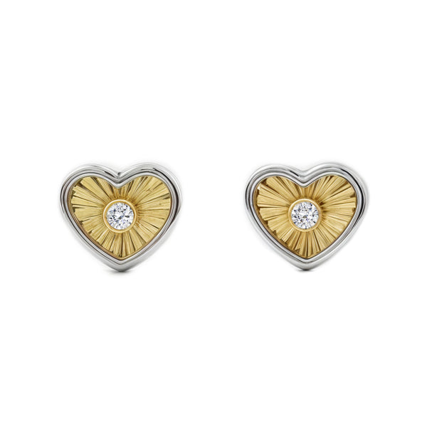 Orecchini bambini ragazza Cuore Zircone Bicolore 9K