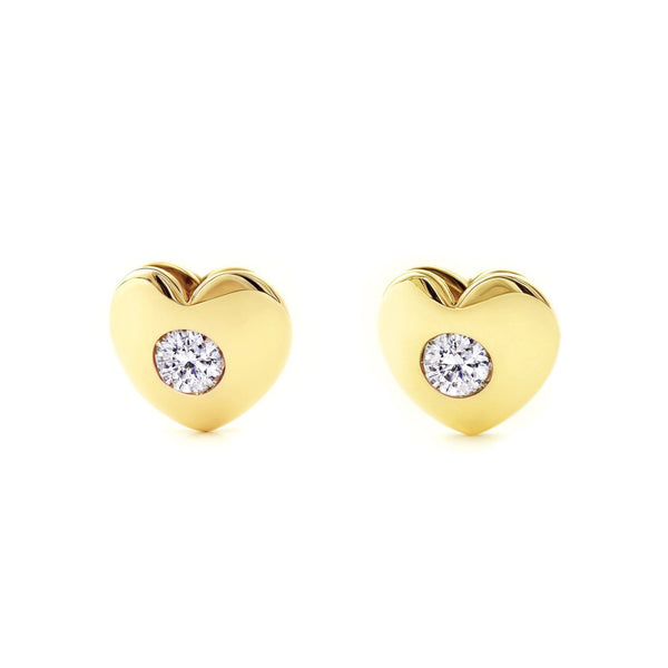 Orecchini bambini Cuore Zircone Oro Giallo 9K