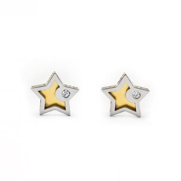 Orecchini bambini ragazza Stella Zircone Bicolore 9K