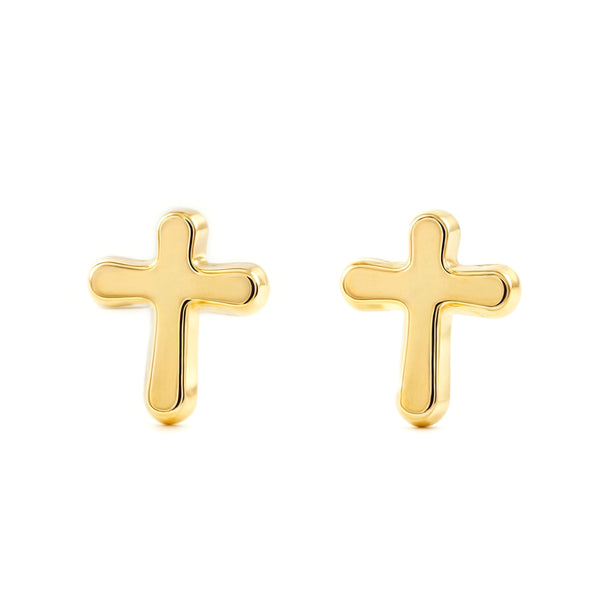Orecchini ragazza donna Croce Oro Giallo 18K