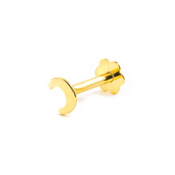Piercing Oro Giallo 9K Cartilagine Luna Brillante
