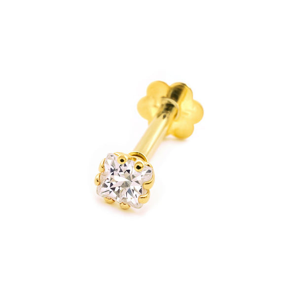 Piercing Oro Giallo 9K Cartilagine Quadrato Zirconia 2,5 mm Brillantezza
