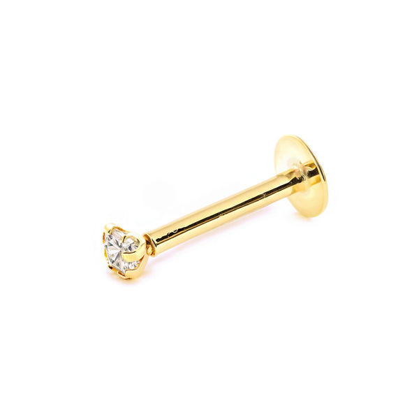 Piercing Oro Giallo 9K Labbro Quadrato Brillante Zirconia