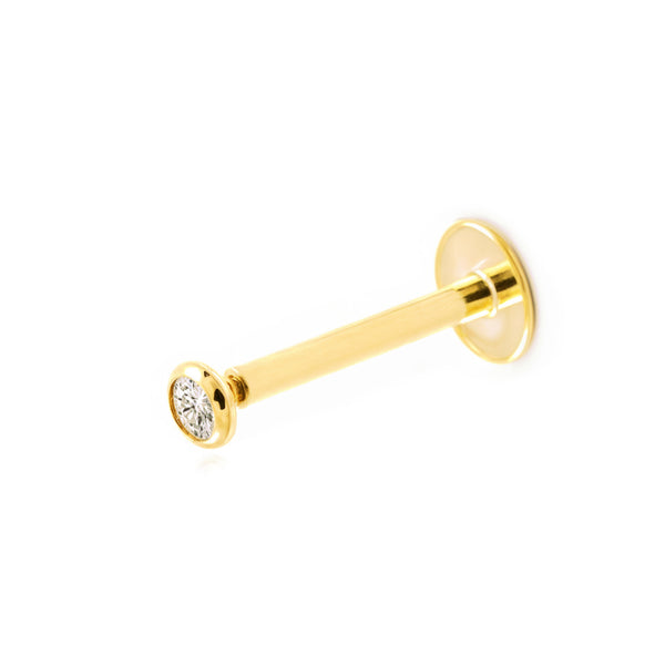 Piercing Oro Giallo 9K Labbro Cono Brillante Zirconia