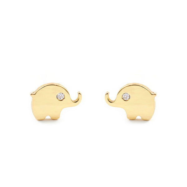 Orecchini bambini ragazza Elefante Zircone Oro Giallo 9K