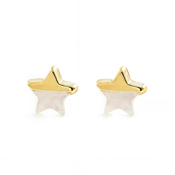 Orecchini bambini ragazza Madreperla Stella Oro Giallo 9K