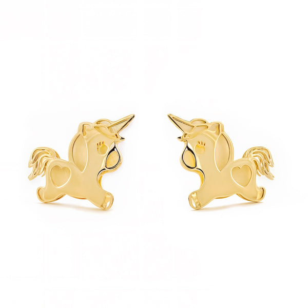 Orecchini ragazza Unicorno Oro Giallo 9K
