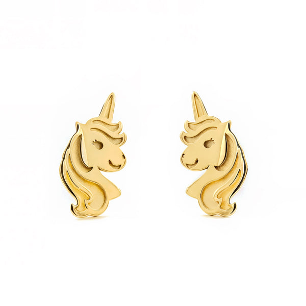 Orecchini ragazza Unicorno Oro Giallo 9K