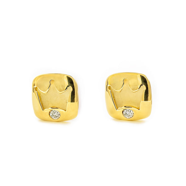 Orecchini ragazza Corona Zircone Oro Giallo 9K