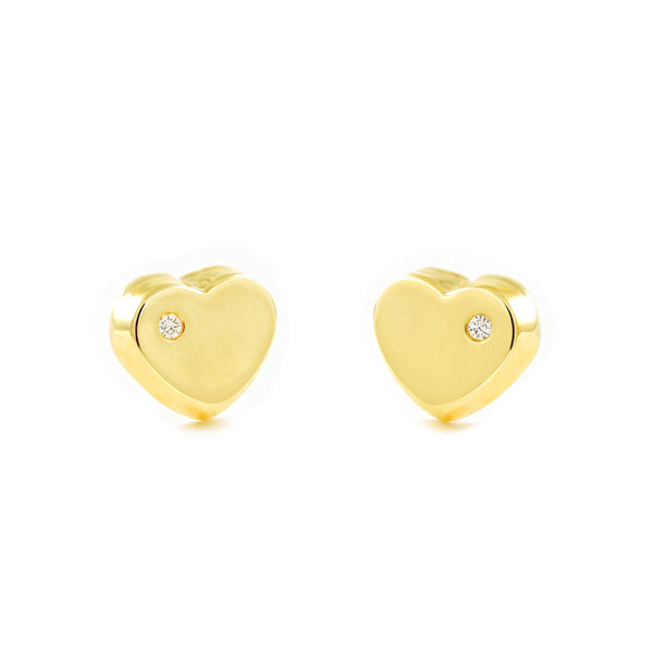 Orecchini bambini Cuore Zircone Oro Giallo 9K