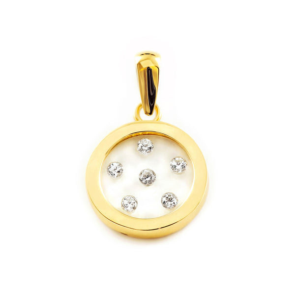 Pendente ciondolo brillante Fiore Zircone Oro Giallo 9K