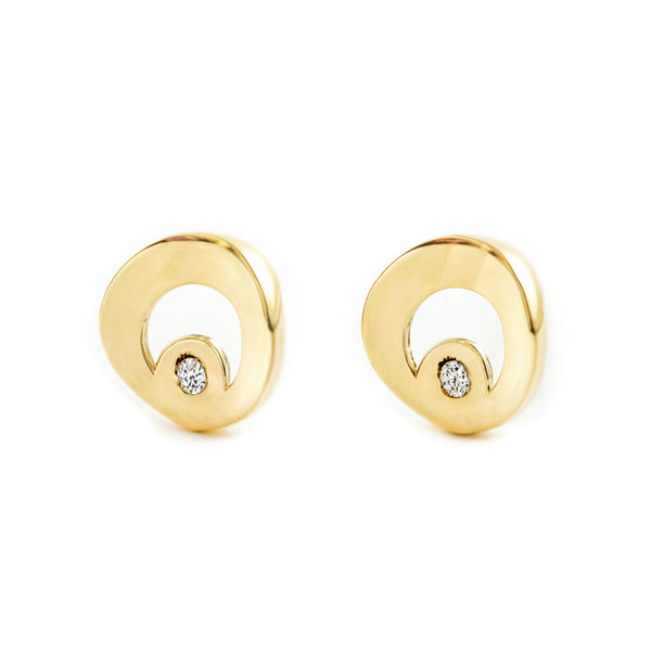 Orecchini ragazza Rotondo Zircone Oro Giallo 9K