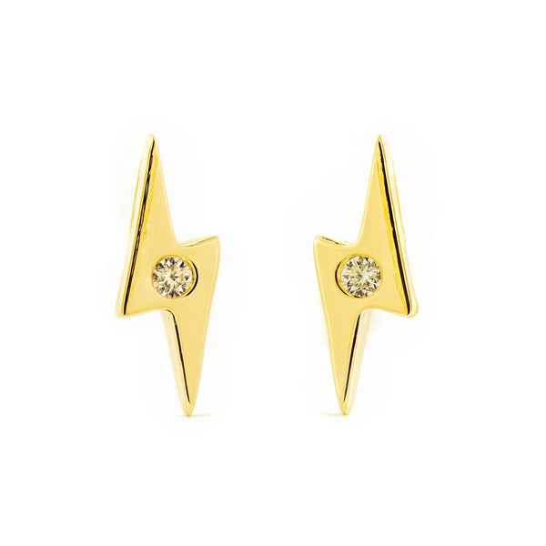 Orecchini ragazza donna Fulmine Zircone Oro Giallo 9K