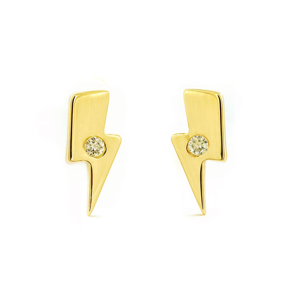 Orecchini ragazza donna Fulmine Zircone Oro Giallo 9K