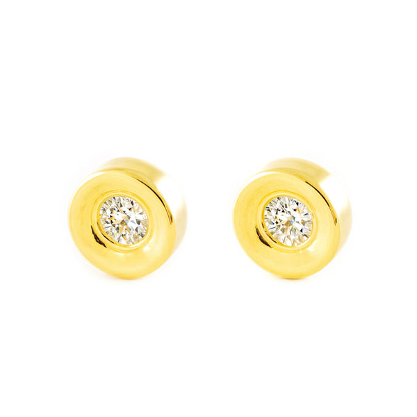 Orecchini bambini Rotondo Zircone Oro Giallo 18K